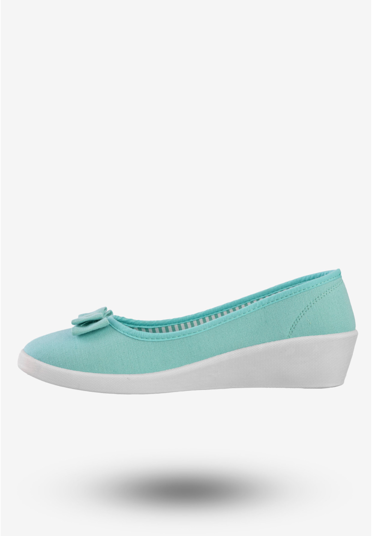 Baleriny Damskie Buty Na Koturnie Z Kokardką MISS Miętowe MS8996