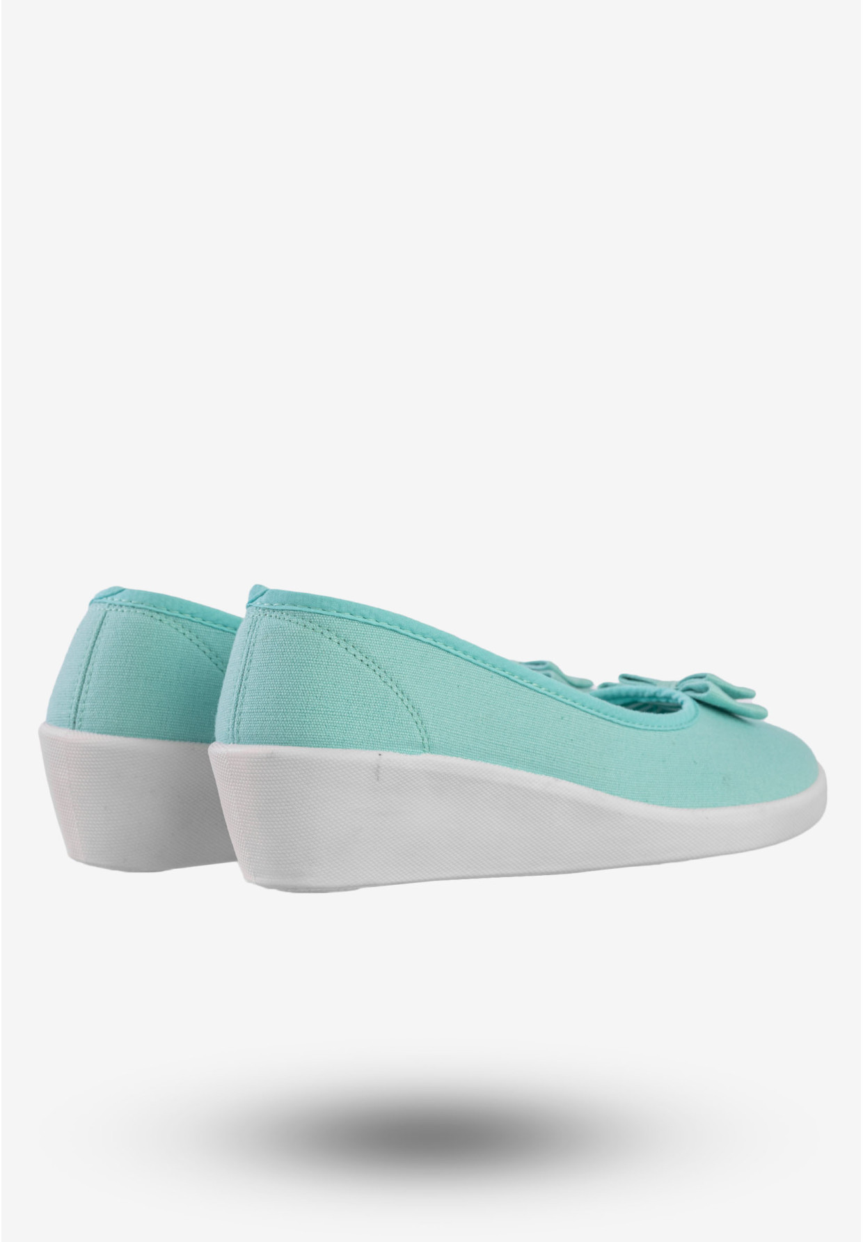 Baleriny Damskie Buty Na Koturnie Z Kokardką MISS Miętowe MS8996
