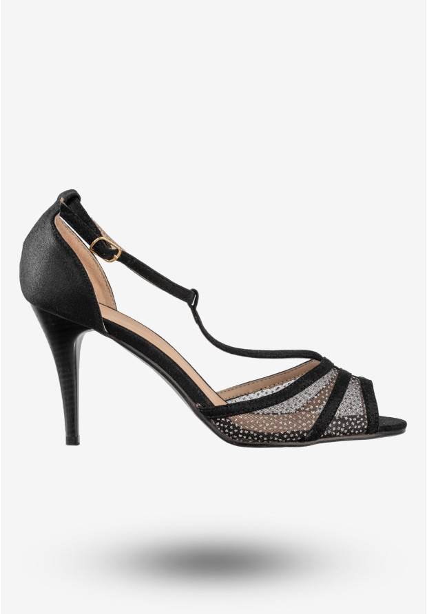 Sandały Damskie Na Szpilce Buty Stylowe ELEGANCE Czarne 04520EI-E2