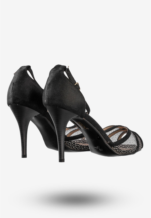 Sandały Damskie Na Szpilce Buty Stylowe ELEGANCE Czarne 04520EI-E2