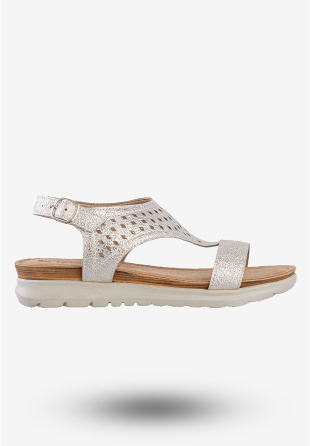 Sandały Damskie Ekoskóra Buty Eleganckie Inblu Srebrne TU000037