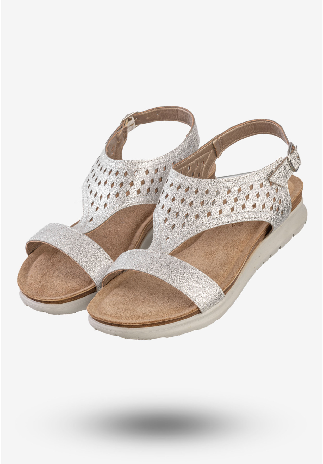 Sandały Damskie Ekoskóra Buty Eleganckie Inblu Srebrne TU000037
