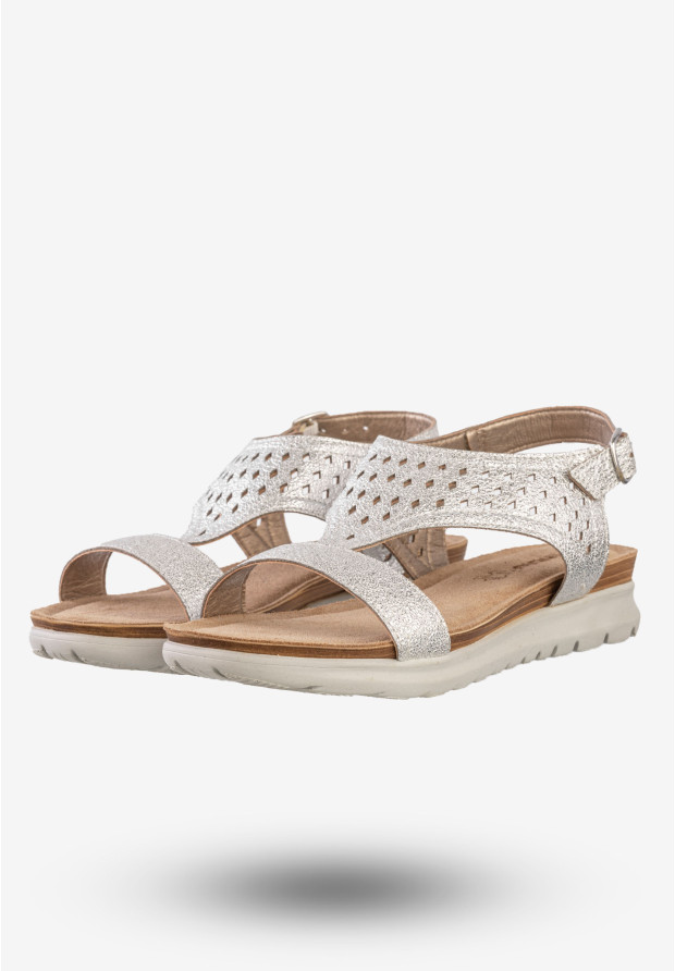Sandały Damskie Ekoskóra Buty Eleganckie Inblu Srebrne TU000037