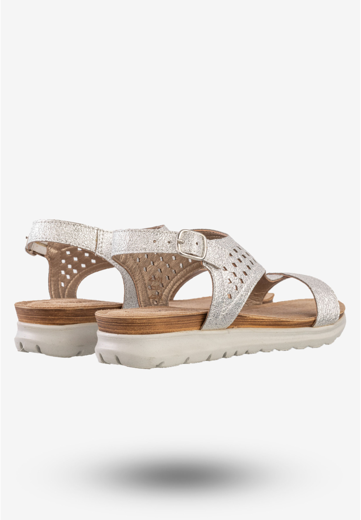 Sandały Damskie Ekoskóra Buty Eleganckie Inblu Srebrne TU000037
