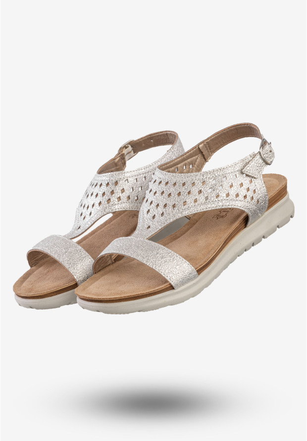 Sandały Damskie Ekoskóra Buty Eleganckie Inblu Srebrne TU000037