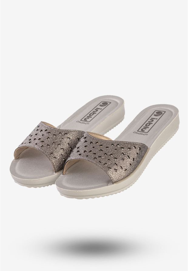 Klapki Casual Damskie Ekoskóra Buty Eleganckie Inblu Szare BM000030