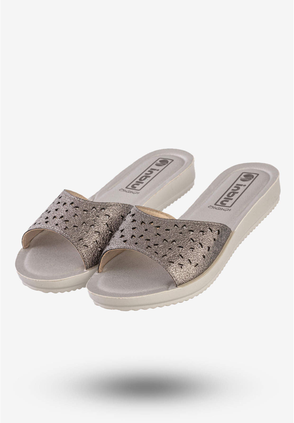 Klapki Casual Damskie Ekoskóra Buty Eleganckie Inblu Szare BM000030