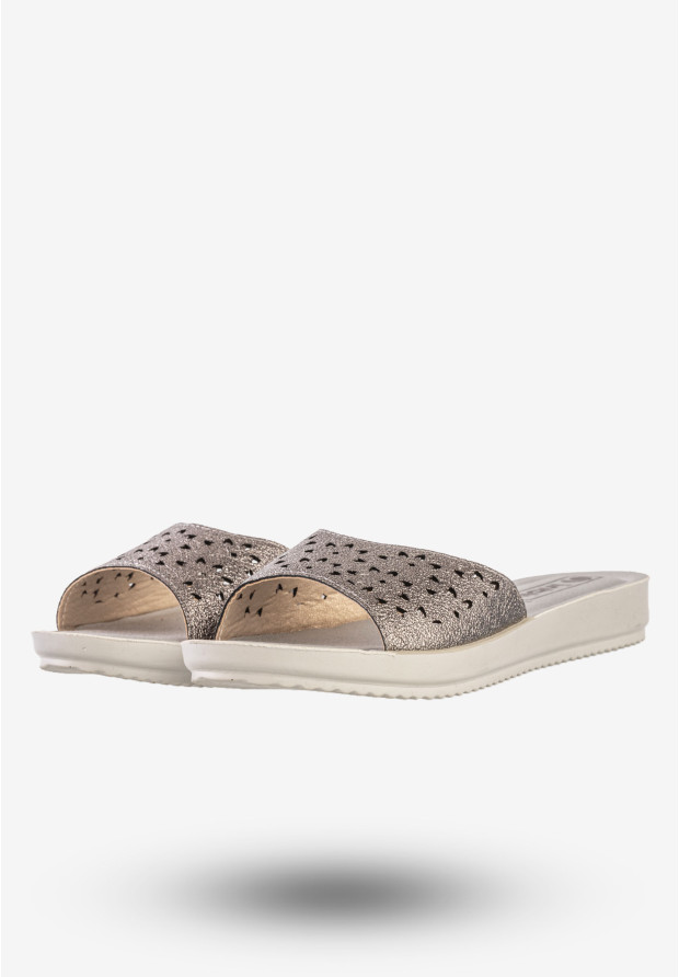 Klapki Casual Damskie Ekoskóra Buty Eleganckie Inblu Szare BM000030