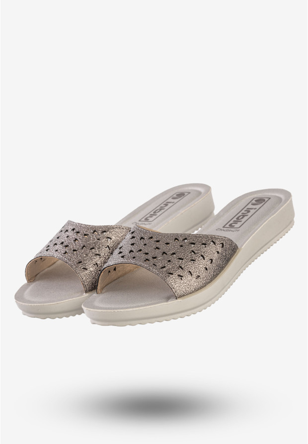 Klapki Casual Damskie Ekoskóra Buty Eleganckie Inblu Szare BM000030