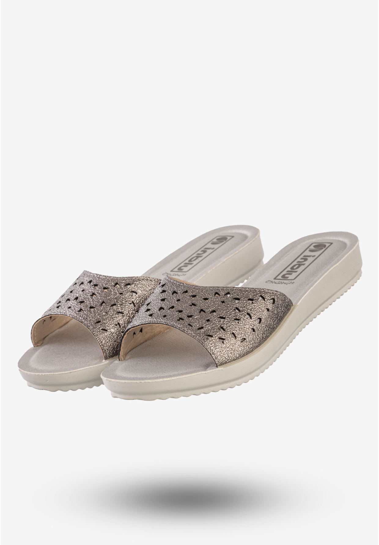 Klapki Casual Damskie Ekoskóra Buty Eleganckie Inblu Szare BM000030