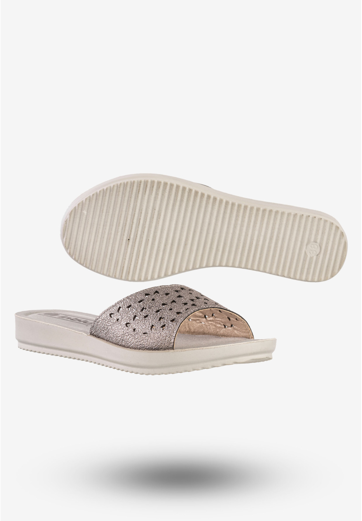 Klapki Casual Damskie Ekoskóra Buty Eleganckie Inblu Szare BM000030
