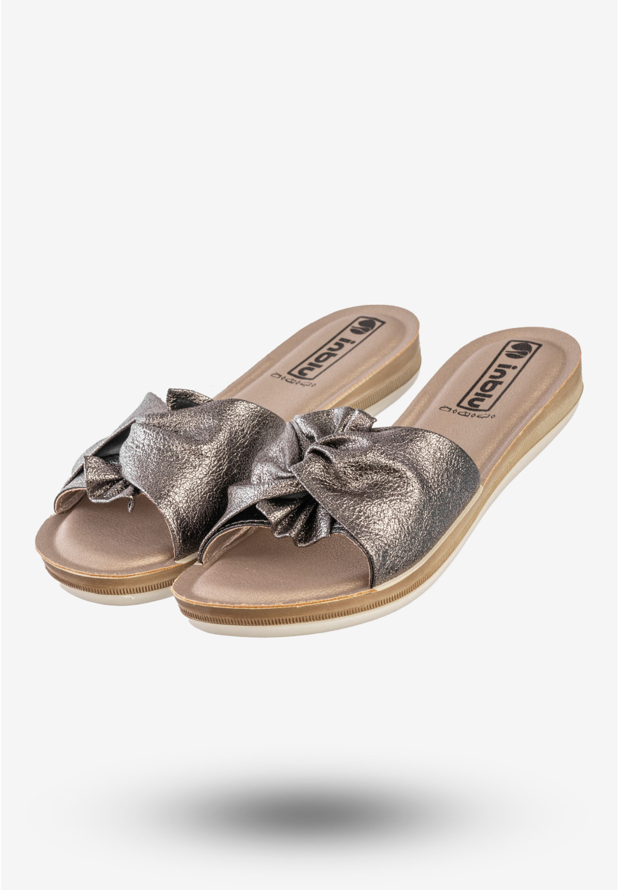 Klapki Casual Damskie Ekoskóra Buty Eleganckie Inblu Szare BA000012