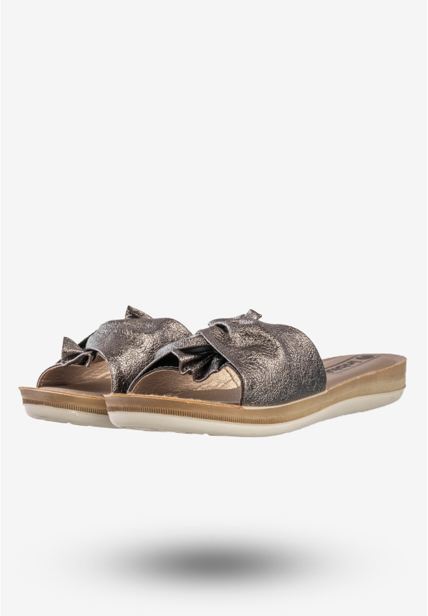 Klapki Casual Damskie Ekoskóra Buty Eleganckie Inblu Szare BA000012