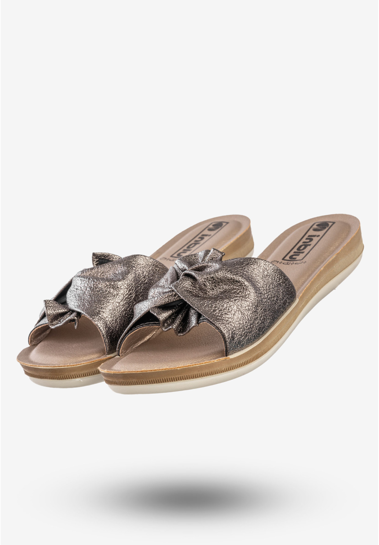 Klapki Casual Damskie Ekoskóra Buty Eleganckie Inblu Szare BA000012