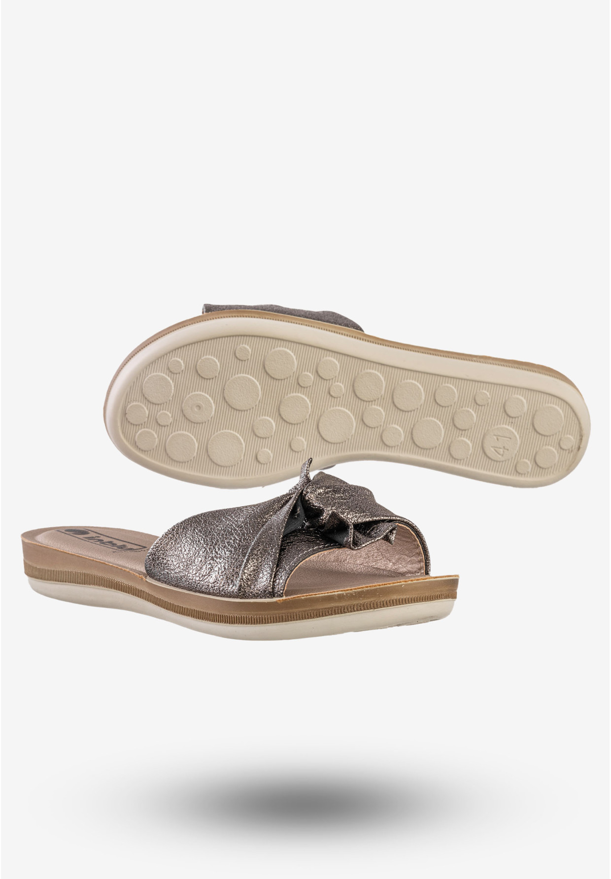 Klapki Casual Damskie Ekoskóra Buty Eleganckie Inblu Szare BA000012