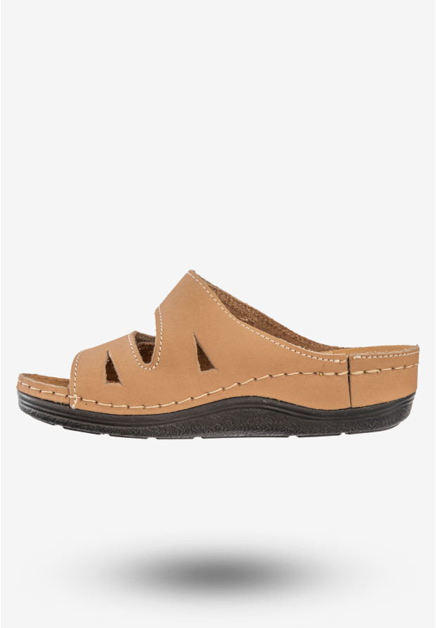 Klapki Damskie Buty Wygodne Skórzana Wkładka Inblu Brązowe LF-07