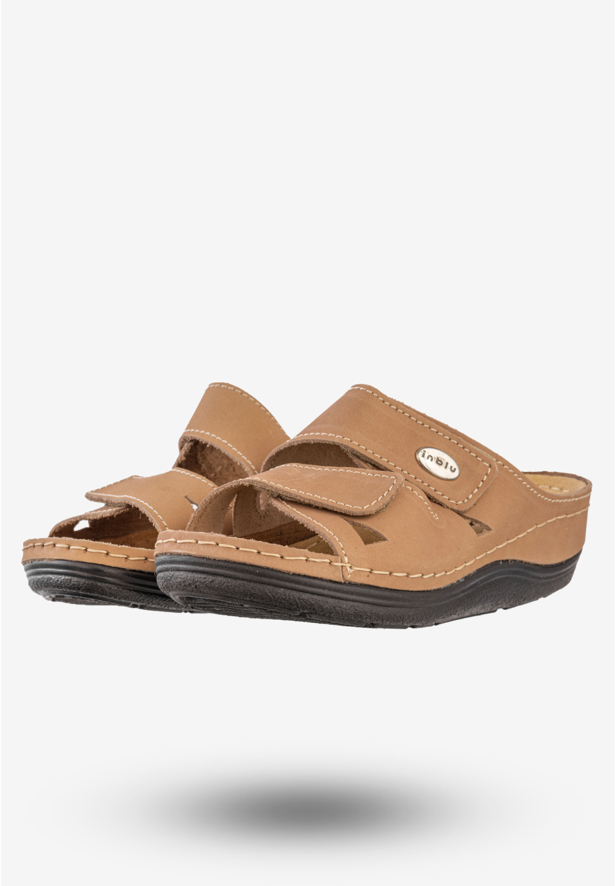 Klapki Damskie Buty Wygodne Skórzana Wkładka Inblu Brązowe LF-07
