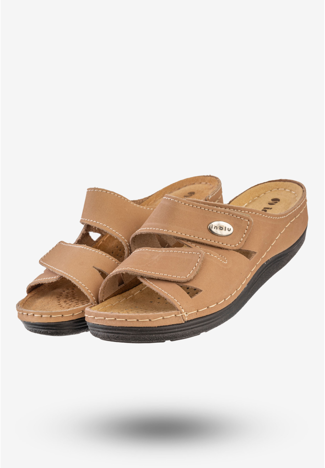 Klapki Damskie Buty Wygodne Skórzana Wkładka Inblu Brązowe LF-07
