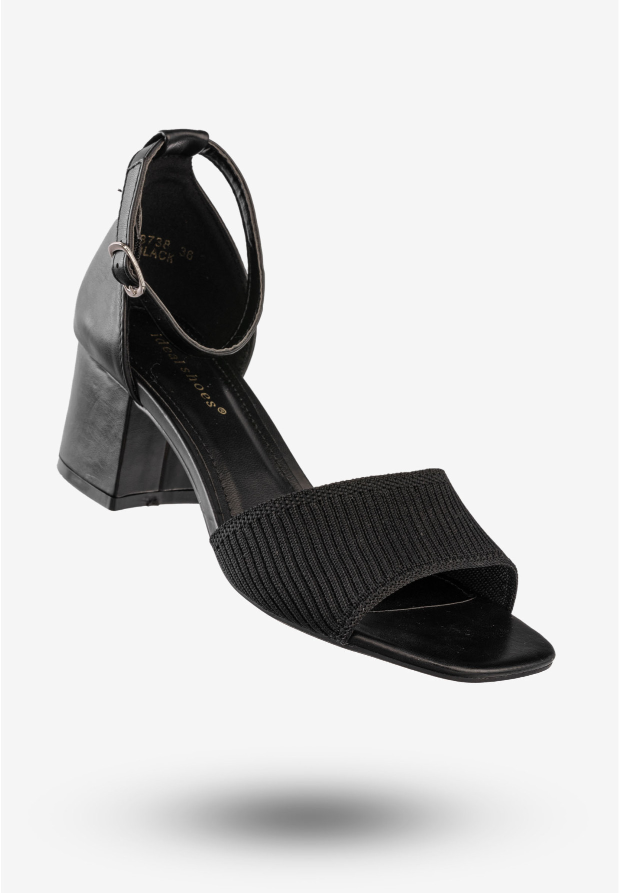Sandały Damskie Na Klocku Buty Na Wiosnę Lato Ideal Czarne 8738