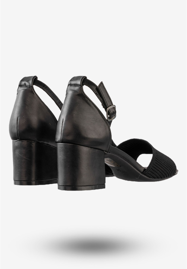 Sandały Damskie Na Klocku Buty Na Wiosnę Lato Ideal Czarne 8738