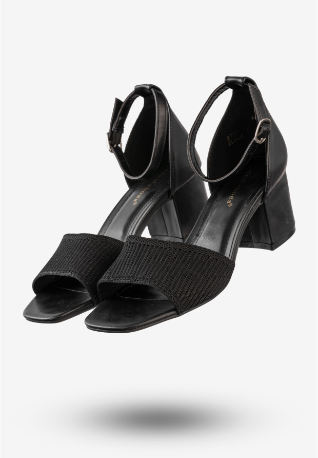 Sandały Damskie Na Klocku Buty Na Wiosnę Lato Ideal Czarne 8738