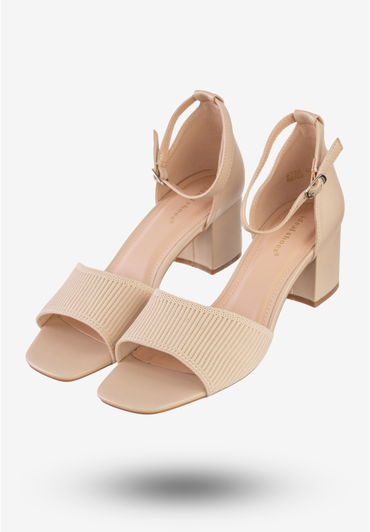 Sandały Damskie Na Klocku Buty Na Wiosnę Lato Ideal Beżowe 8738