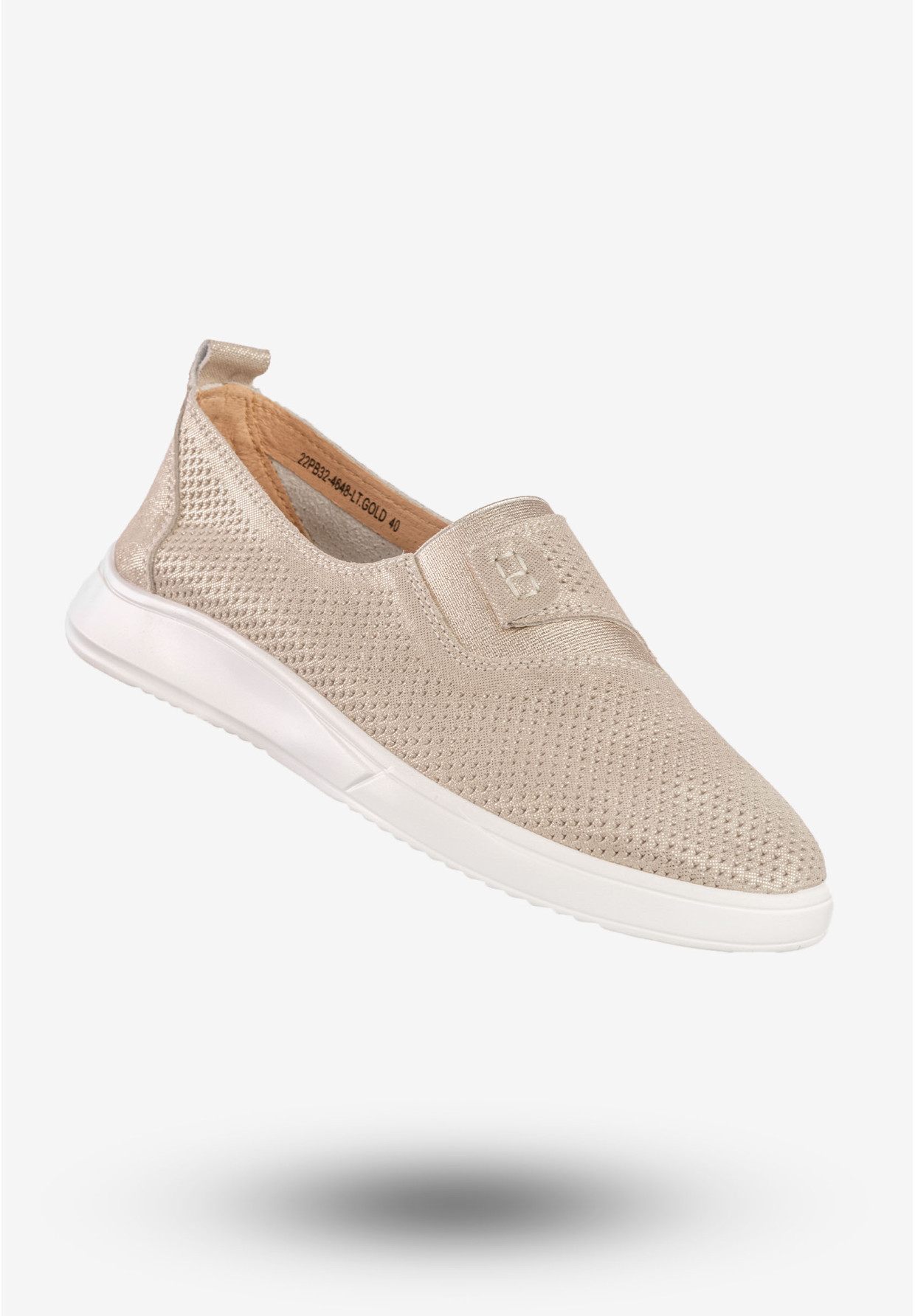 Półbuty Damskie Skórzane Buty Wsuwane Eleganckie Jezzi Złote 22PB32-4648