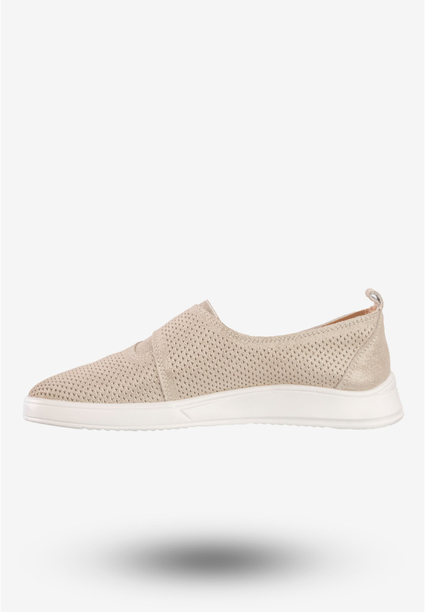 Półbuty Damskie Skórzane Buty Wsuwane Eleganckie Jezzi Złote 22PB32-4648