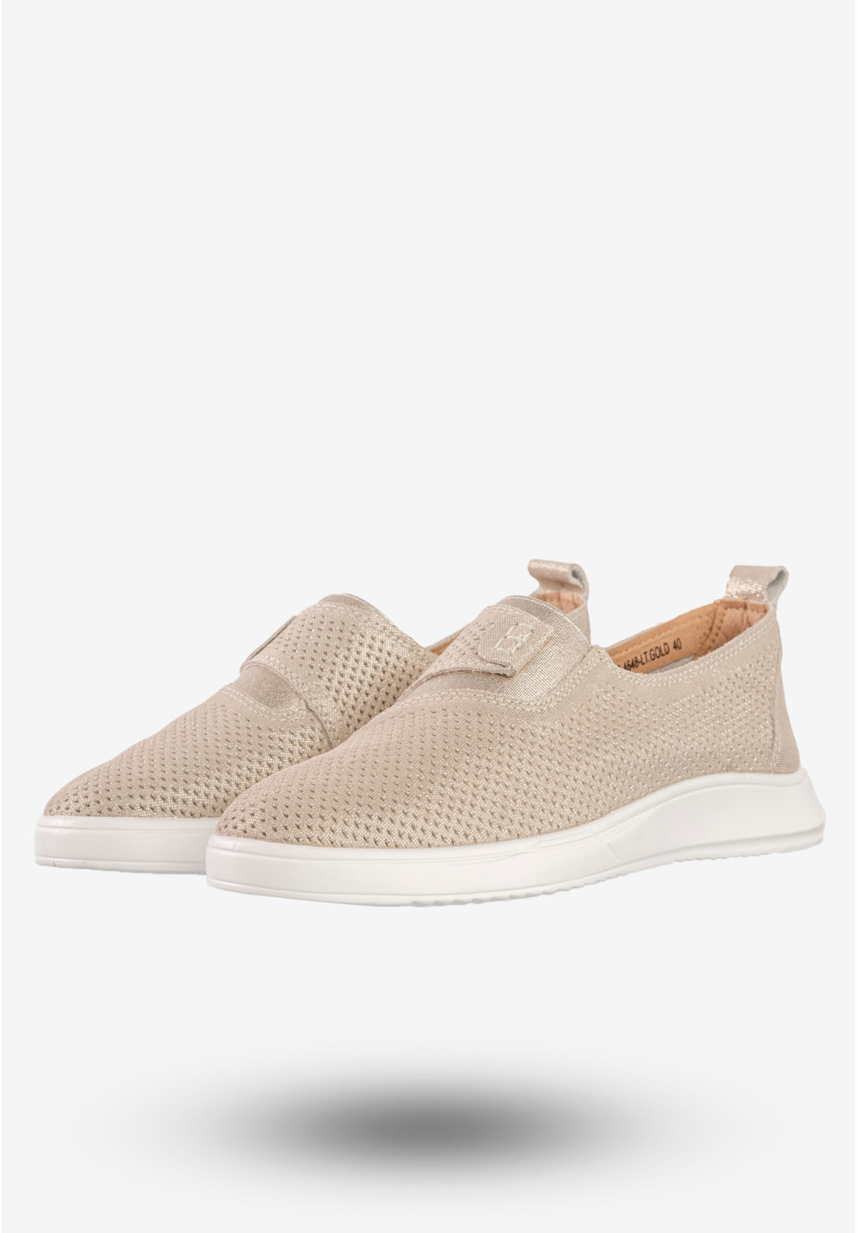 Półbuty Damskie Skórzane Buty Wsuwane Eleganckie Jezzi Złote 22PB32-4648
