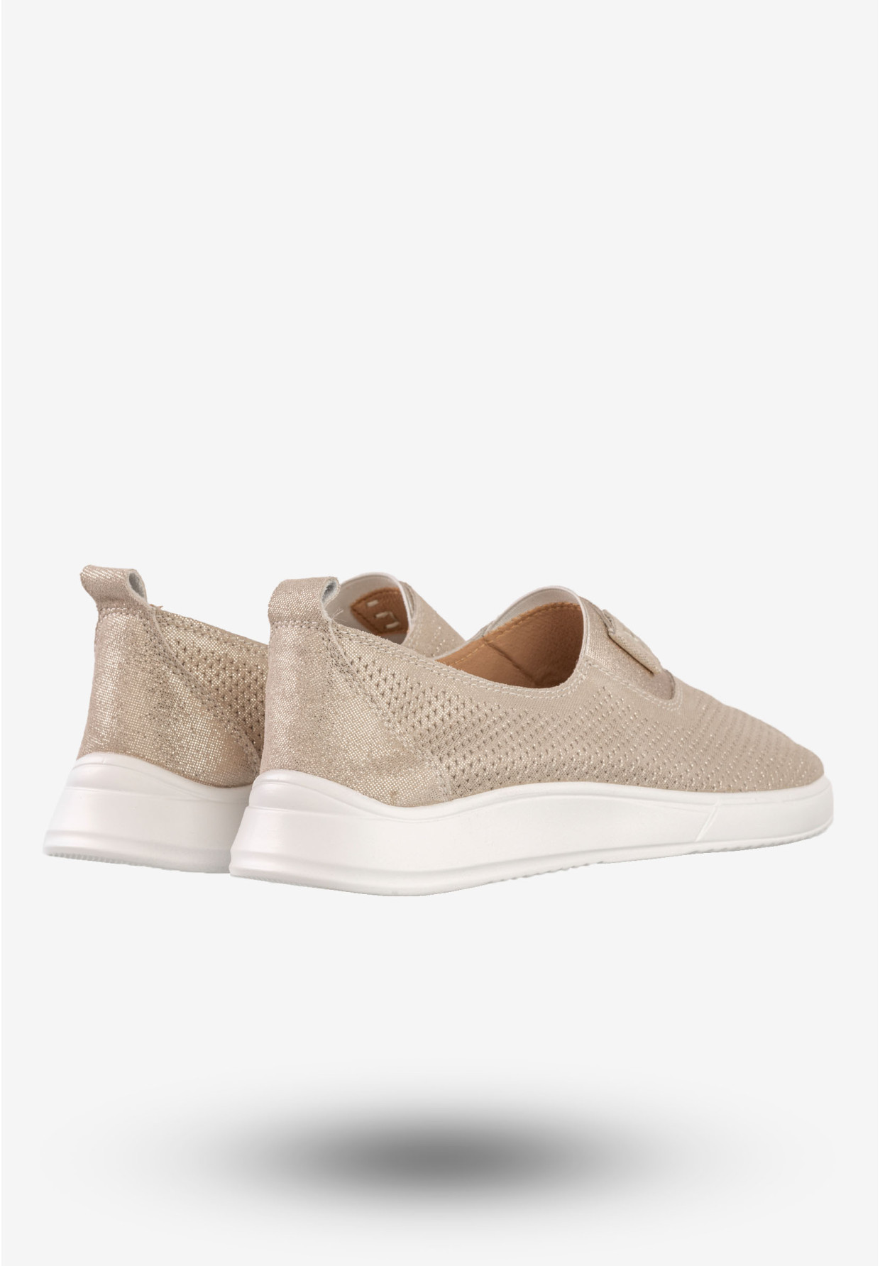 Półbuty Damskie Skórzane Buty Wsuwane Eleganckie Jezzi Złote 22PB32-4648