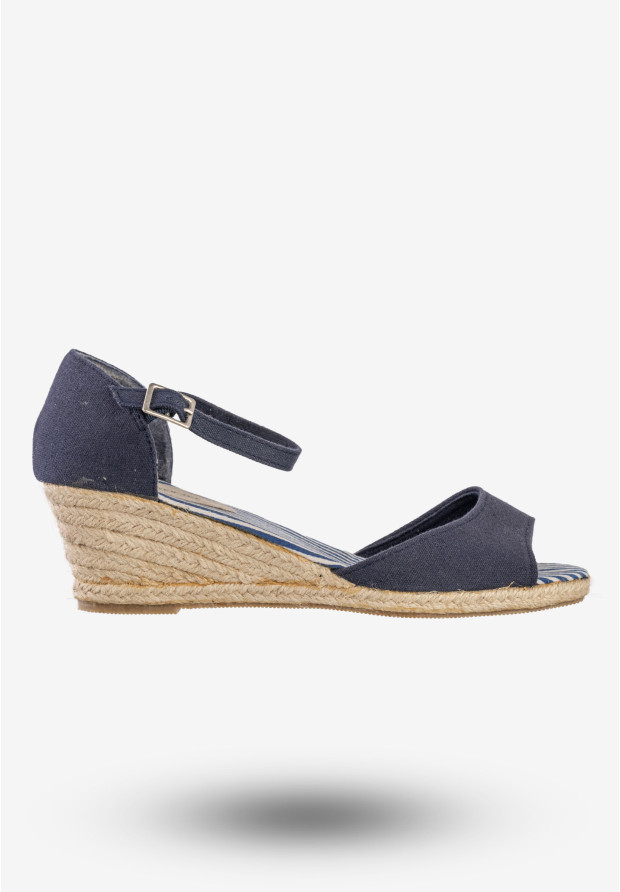 Sandały Damskie Buty Na Koturnie New Age Granatowe GLF-3