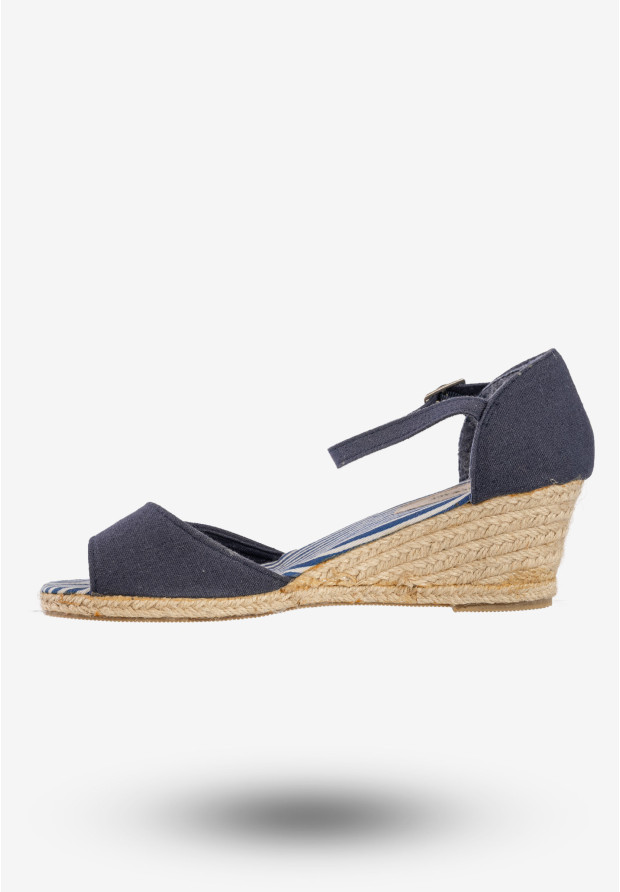 Sandały Damskie Buty Na Koturnie New Age Granatowe GLF-3