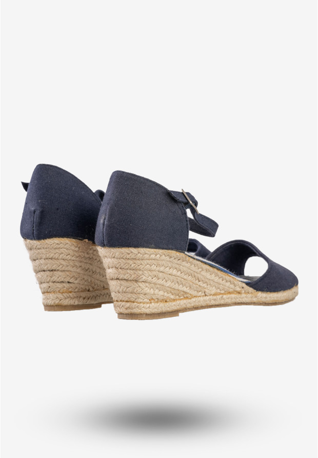 Sandały Damskie Buty Na Koturnie New Age Granatowe GLF-3
