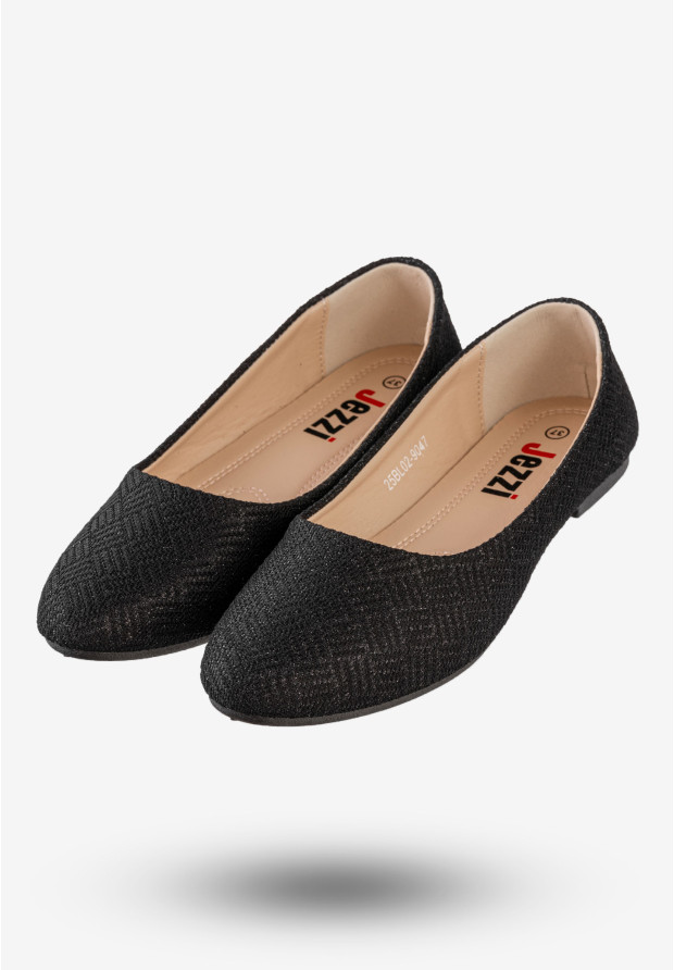 Baleriny Damskie Eleganckie Buty Na Wiosnę Lato Jezzi Czarne 25BLL02-9047