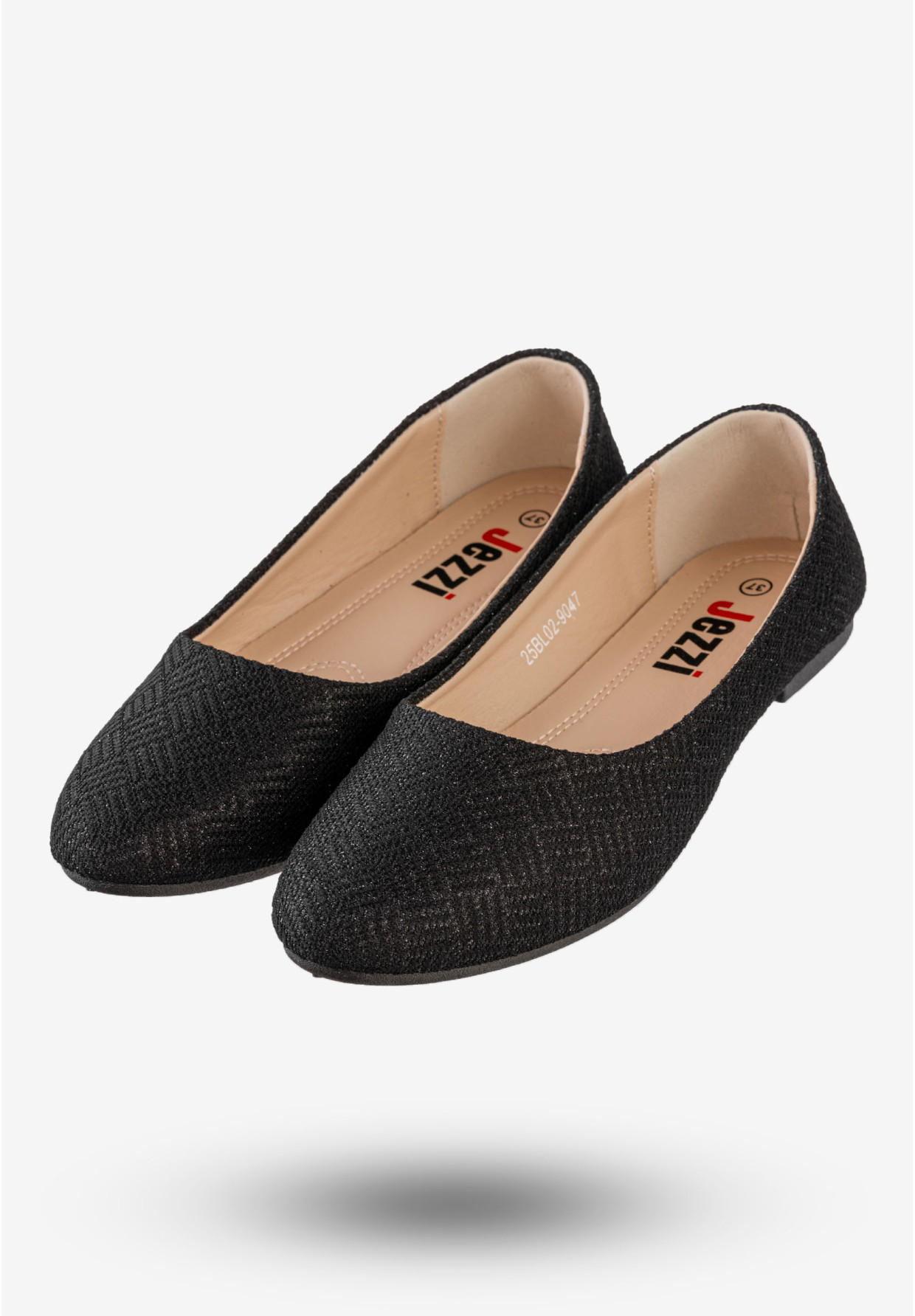 Baleriny Damskie Eleganckie Buty Na Wiosnę Lato Jezzi Czarne 25BLL02-9047