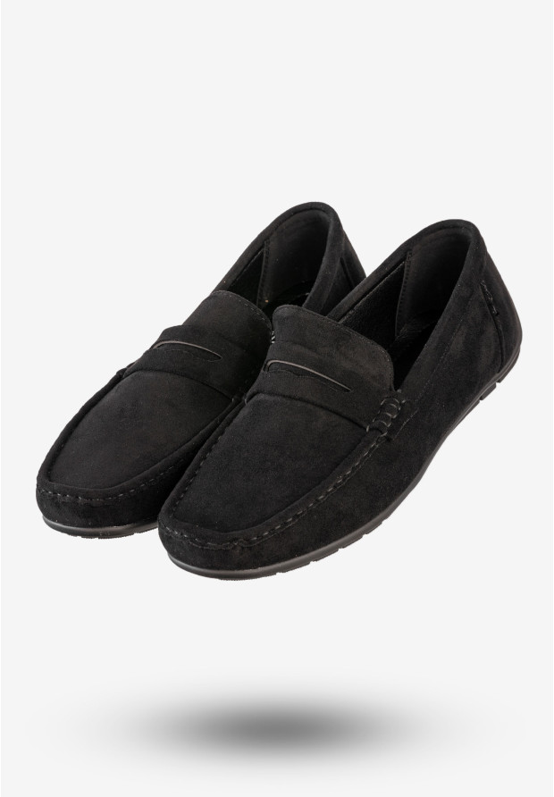 Mokasyny Męskie Eleganckie Buty Wizytowe Unisoft Czarne 24MN02-7710