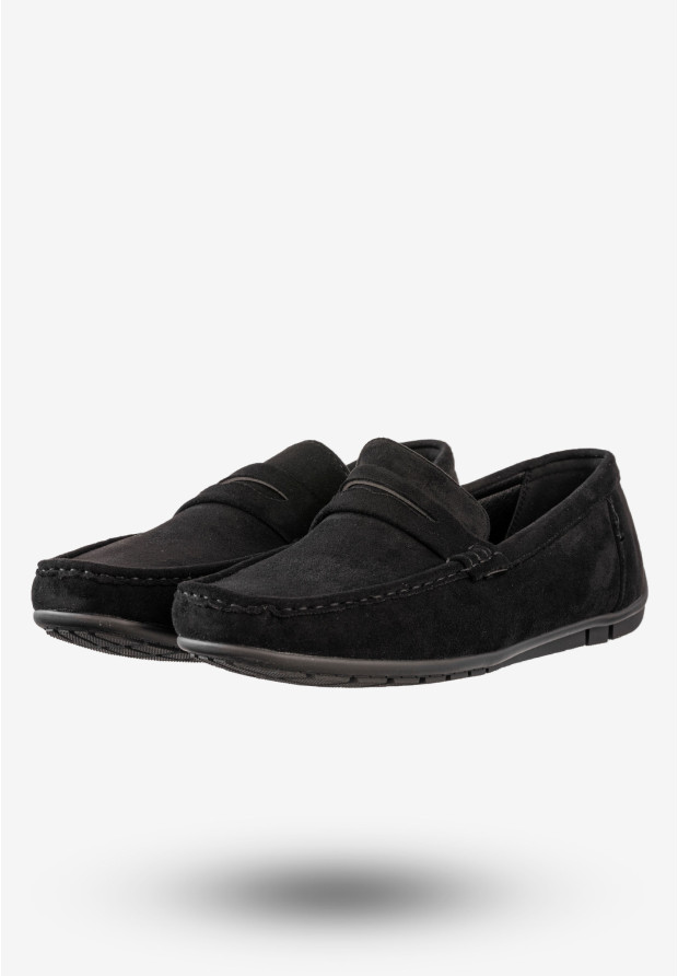 Mokasyny Męskie Eleganckie Buty Wizytowe Unisoft Czarne 24MN02-7710