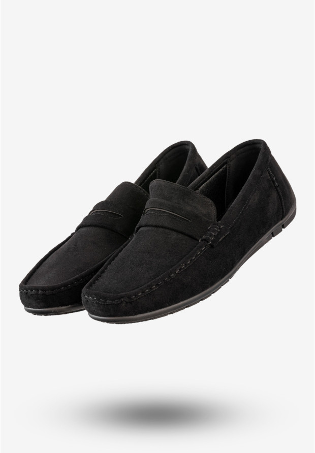 Mokasyny Męskie Eleganckie Buty Wizytowe Unisoft Czarne 24MN02-7710