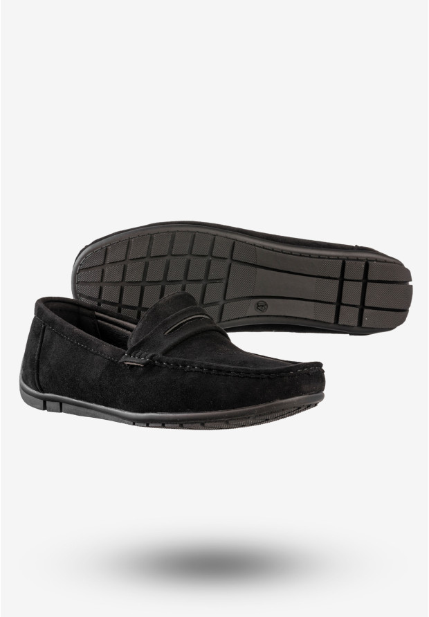 Mokasyny Męskie Eleganckie Buty Wizytowe Unisoft Czarne 24MN02-7710