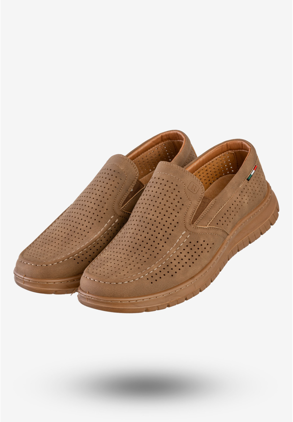 Mokasyny Męskie Eleganckie Buty Półbuty Unisoft Camel 24MN16-8214