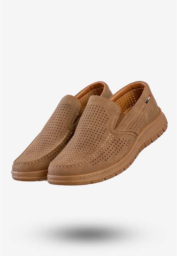 Mokasyny Męskie Eleganckie Buty Półbuty Unisoft Camel 24MN16-8214