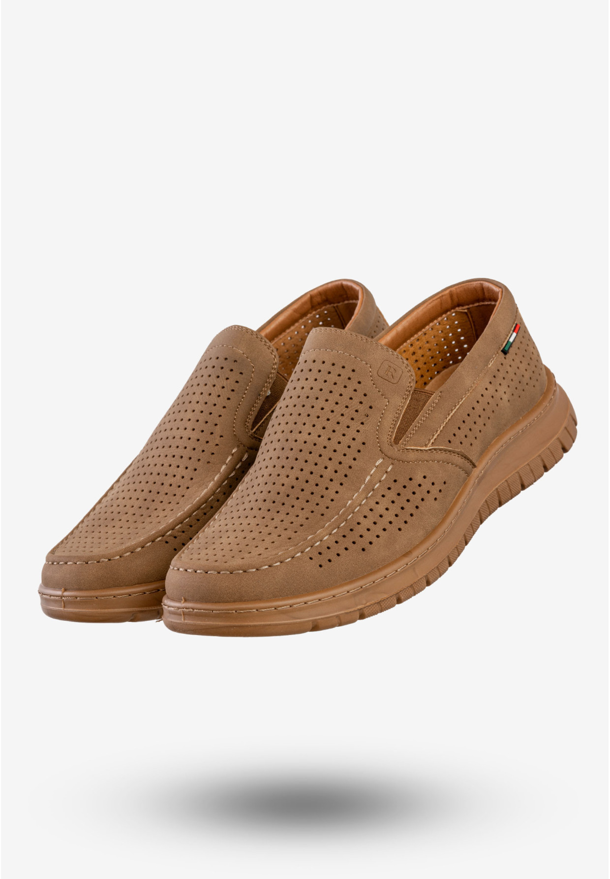 Mokasyny Męskie Eleganckie Buty Półbuty Unisoft Camel 24MN16-8214