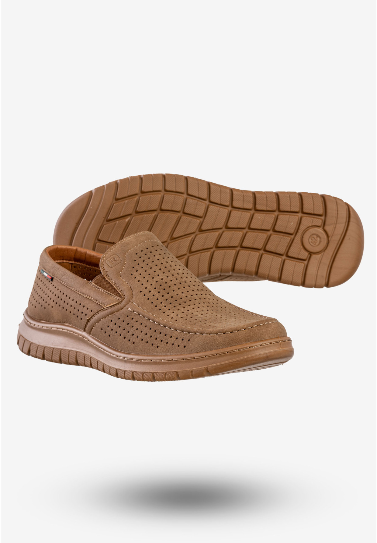 Mokasyny Męskie Eleganckie Buty Półbuty Unisoft Camel 24MN16-8214