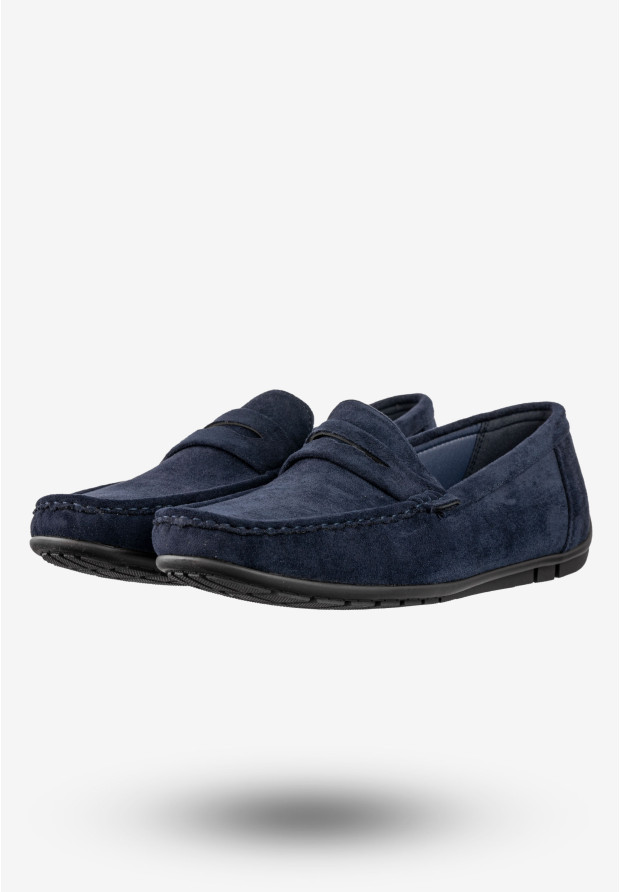Mokasyny Męskie Eleganckie Buty Wizytowe Unisoft Granatowe 24MN02-7710