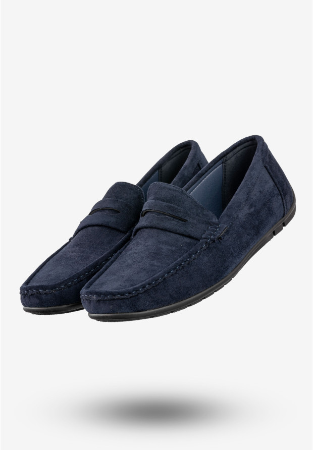Mokasyny Męskie Eleganckie Buty Wizytowe Unisoft Granatowe 24MN02-7710