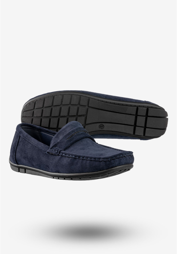 Mokasyny Męskie Eleganckie Buty Wizytowe Unisoft Granatowe 24MN02-7710