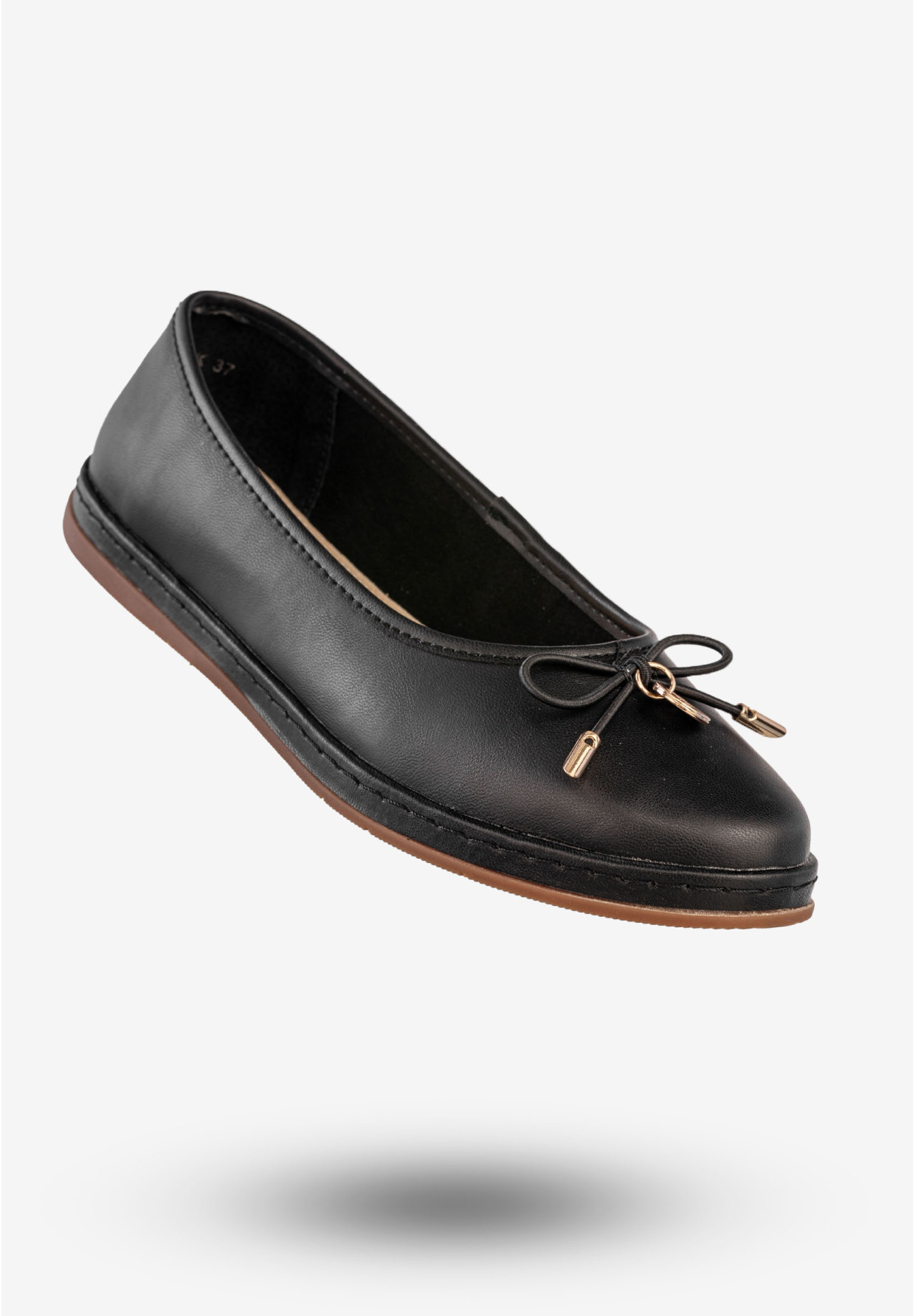 Baleriny Damskie Skórzane Buty Eleganckie Filippo Czarne DP6856/25BK
