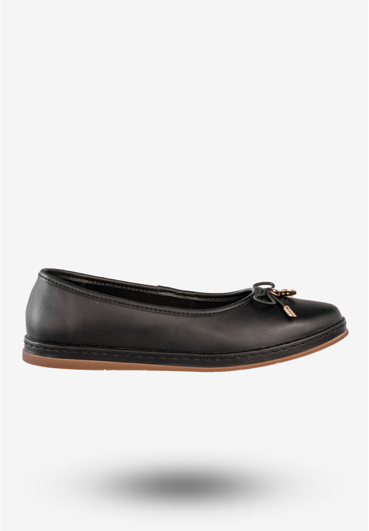 Baleriny Damskie Skórzane Buty Eleganckie Filippo Czarne DP6856/25BK