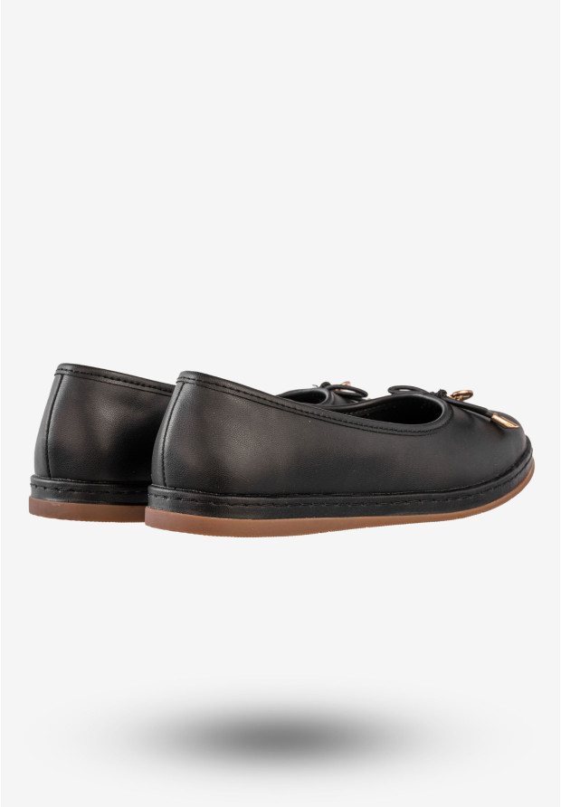Baleriny Damskie Skórzane Buty Eleganckie Filippo Czarne DP6856/25BK