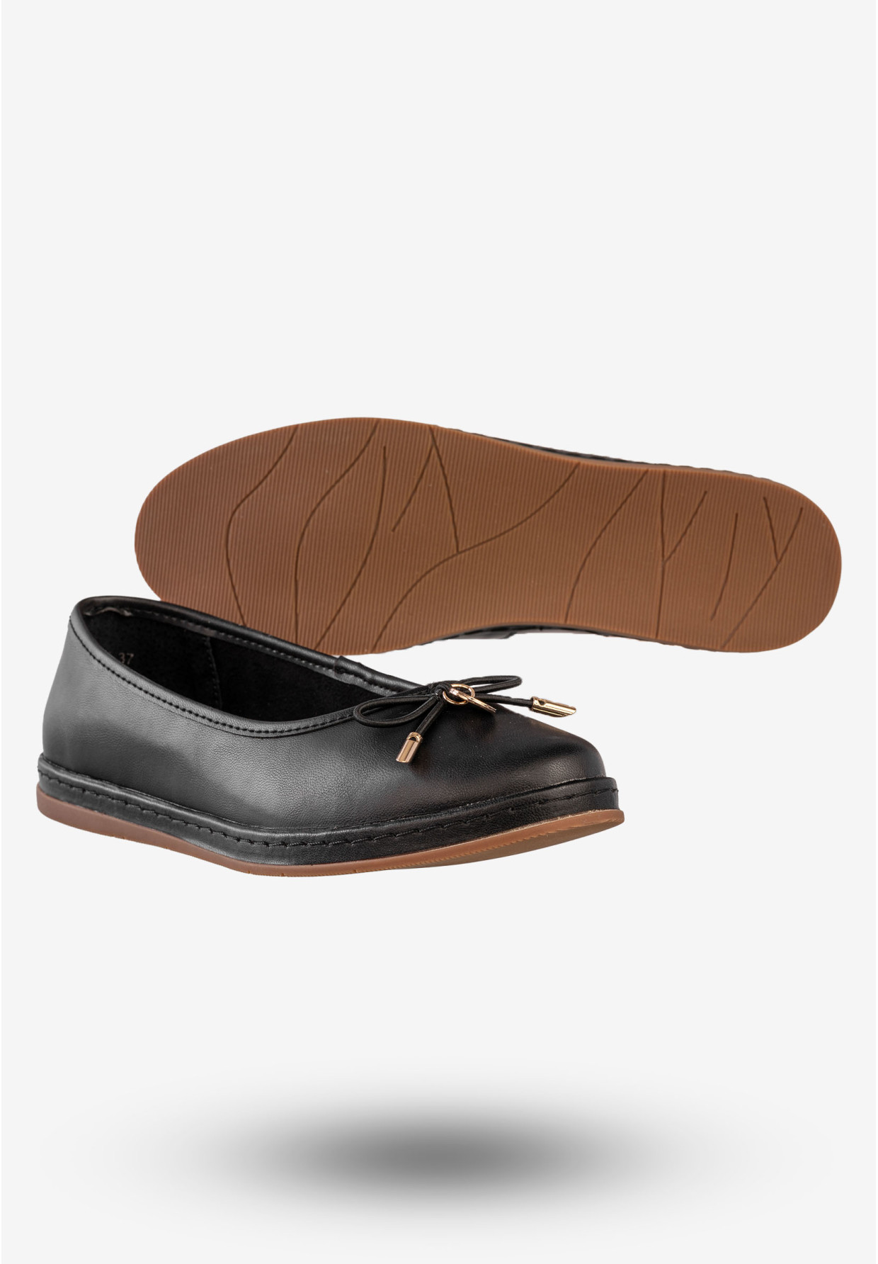 Baleriny Damskie Skórzane Buty Eleganckie Filippo Czarne DP6856/25BK